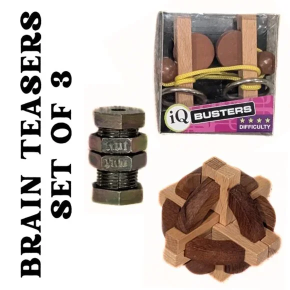IQ Busters Brainteaser Set 3 Puzzles Rope Nutcase Globe - Picture 1 of 2